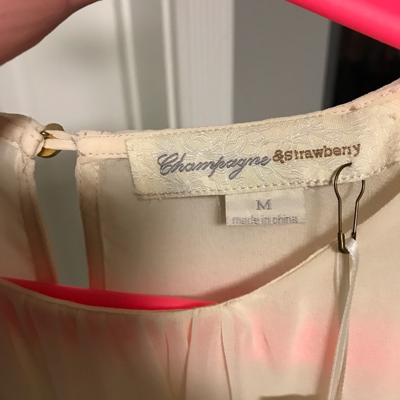 Champagne & Strawberry: Women's Boho Layer Blouse - Picture 6 of 10